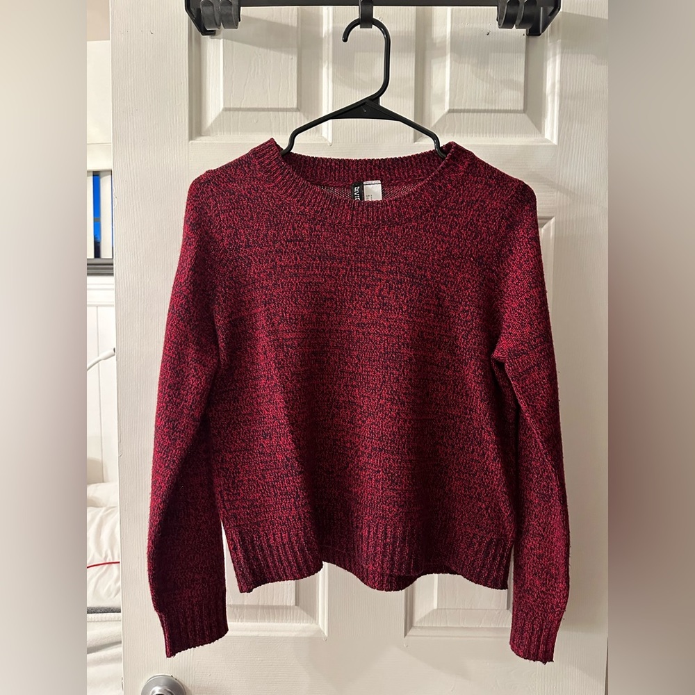 Women's Marled Burgundy Crewneck Sweater